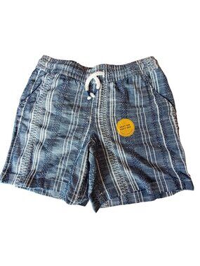 Cat & Jack Boys Blue & White Striped Cotton Pull-On Lightweight Shorts Sz XS 4-5